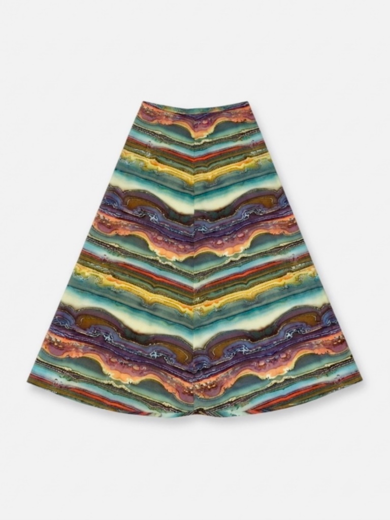 Vintage 70s Abstract Wave A-Line Maxi Skirt | Boho-Luxe Statement Piece